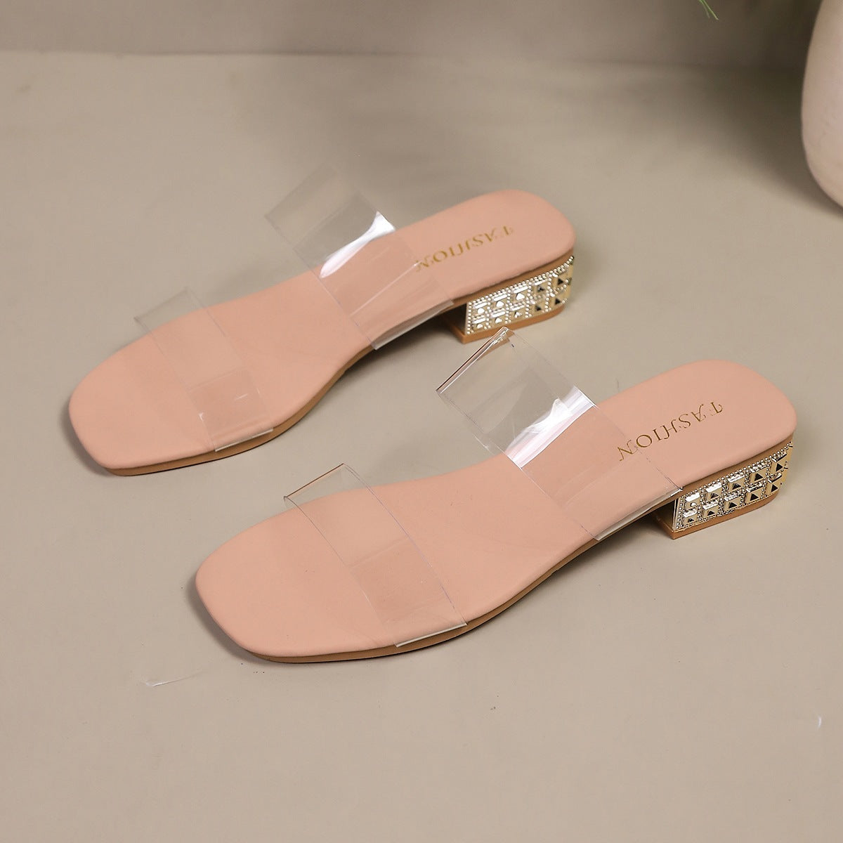 Damen Transparente Sandalen mit elegantem Blockabsatz R&B