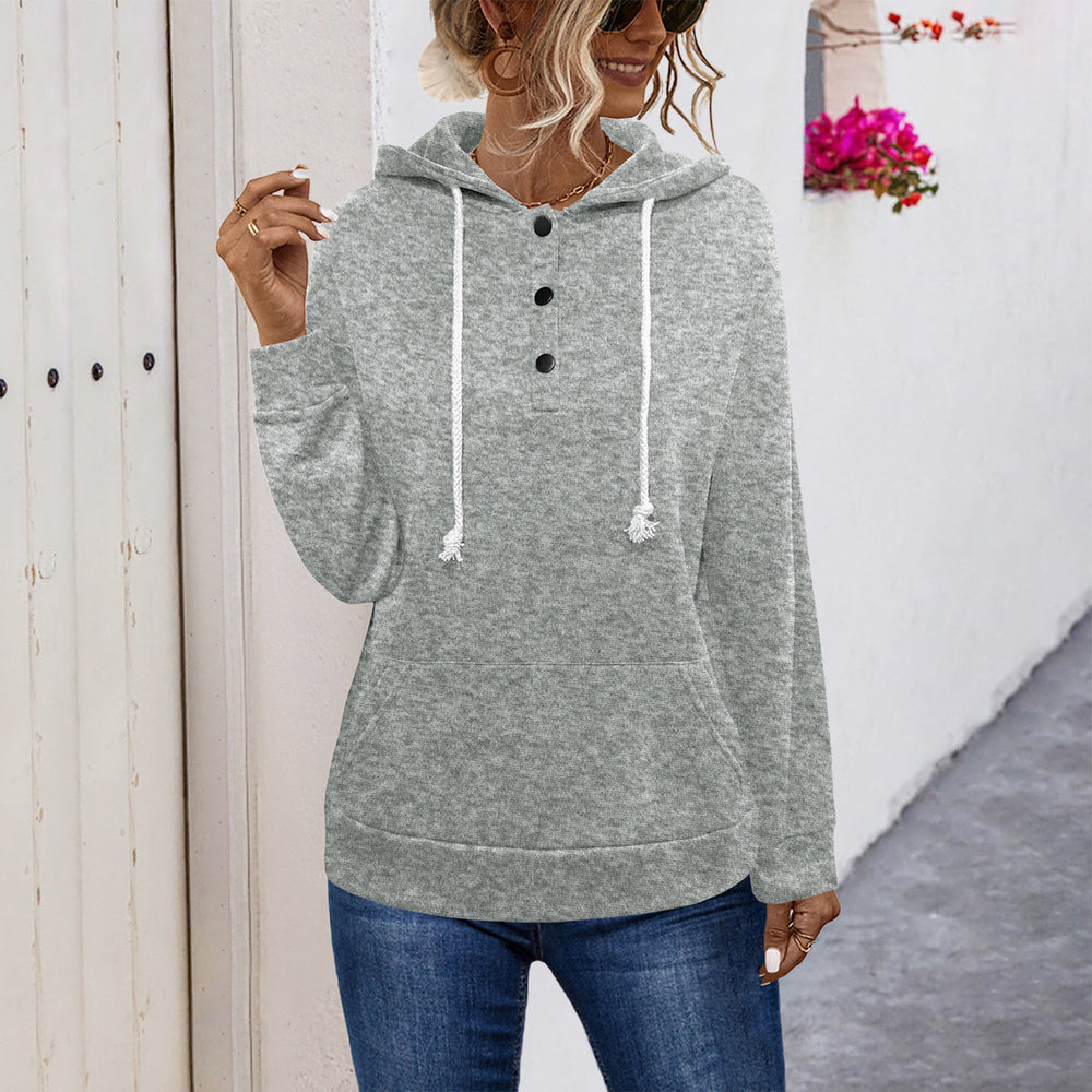 Damen Hoodie mit Knopfleiste und lässigem Schnitt R&B