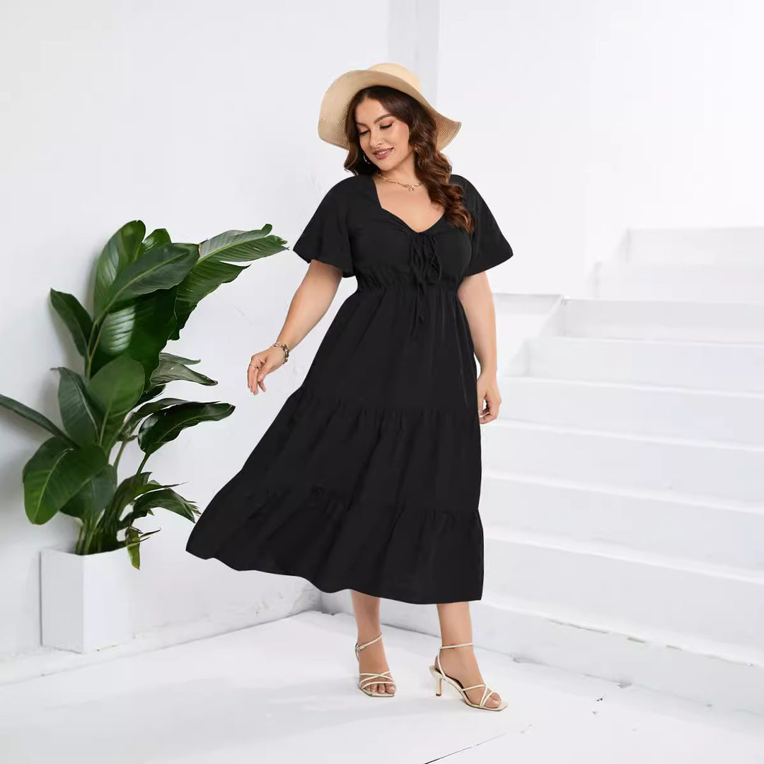 Damen Sommerliches Midikleid mit schmeichelndem Taillenzug und luftigen Ärmeln R&B