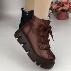 Damen Trendige Schnürstiefeletten mit robuster Sohle und warmem Innenfutter R&B
