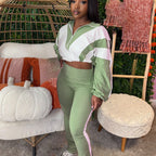Damen Sportliches Zweiteiliges Set mit cropped Jacke und figurbetonten Leggings R&B