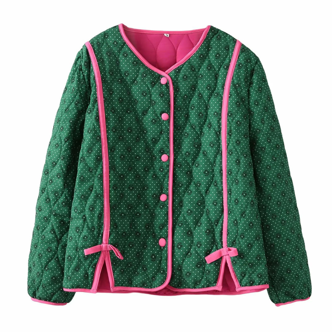 Damen gesteppte Freizeitjacke mit kontrastierenden Paspeln und eleganter Knopfleiste R&B