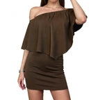 Damen Off-Shoulder Kleid mit fließendem Schnitt und voluminösen Ärmeln R&B