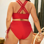 Damen Hochgeschnittener Bikini mit verstellbaren Kordeln