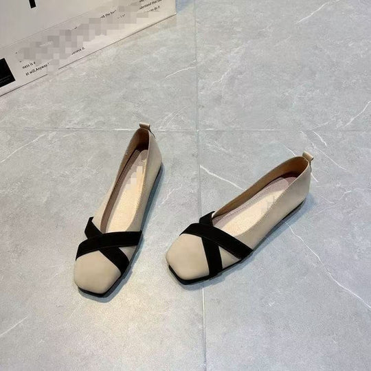 Damen elegante Ballerinas mit modischem Kreuzriemen R&B