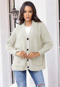 Damen Grober Strickcardigan mit praktischen Taschen und eleganten Knopfdetails R&B
