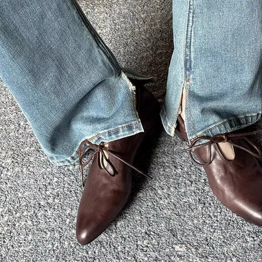 Damen elegante Ballerina-Schuhe mit modischem Schleifenakzent R&B