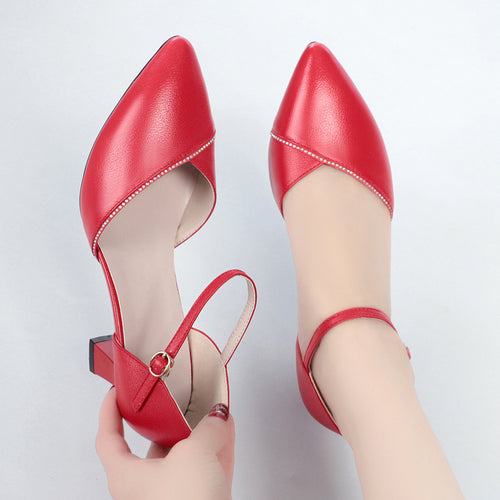 Damen schicke Pumps mit elegantem Riemen und komfortablem Blockabsatz R&B
