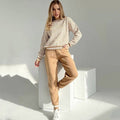 Damen modisches Strick-Loungewear-Set mit grafischem Muster R&B