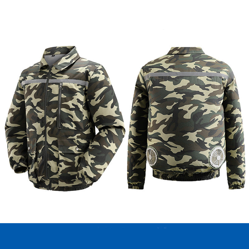 Herren nan belüftete Kühlarbeitsjacke mit seitlichen USB-Lüftern, reflektierendem Bruststreifen und multifunktionalen Taschen R&B