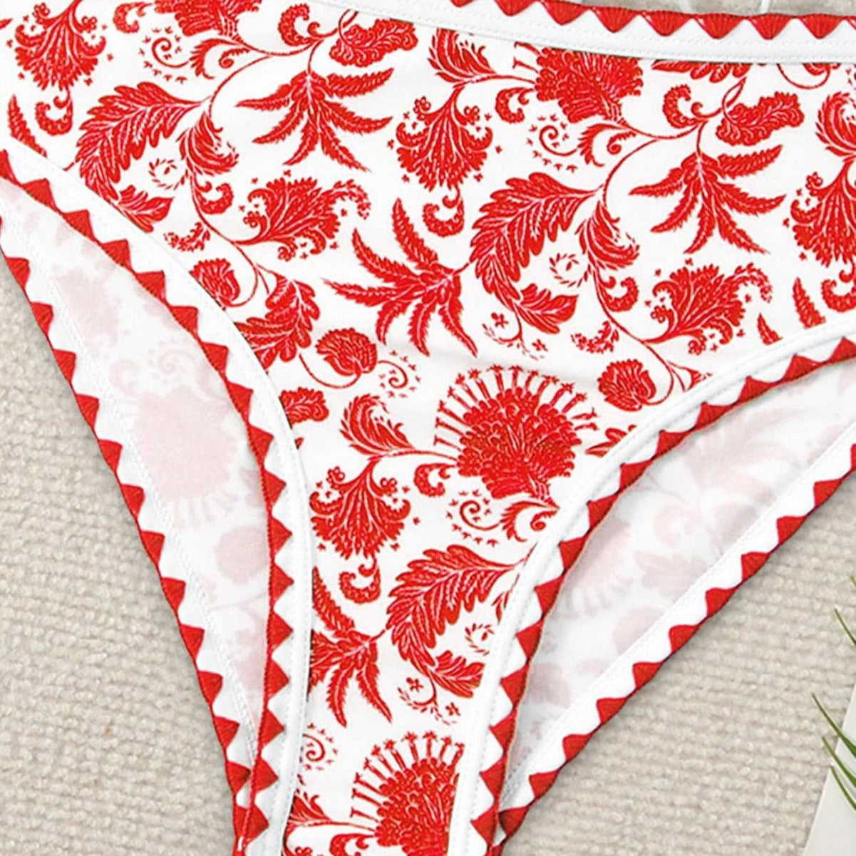 Damen Bandeau-Bikini-Set mit farbenfrohem floralen Muster und elastischem Gürtel R&B