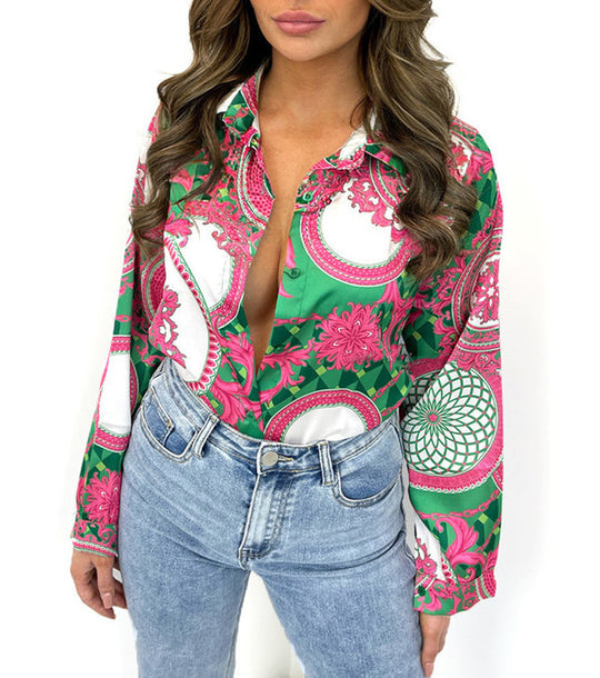 Damen Bluse mit opulentem Druckdesign und modernem Schnitt R&B