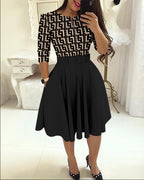 Damen Kleid mit modischem Zip-Design und betontem Taillenbund R&B