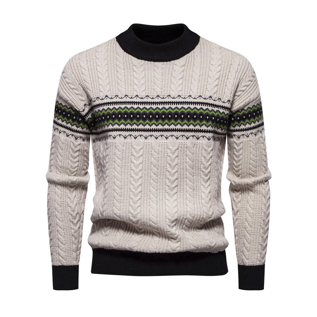 Herren Strickpullover mit innovativem Zopfmuster und stilvollen Akzenten