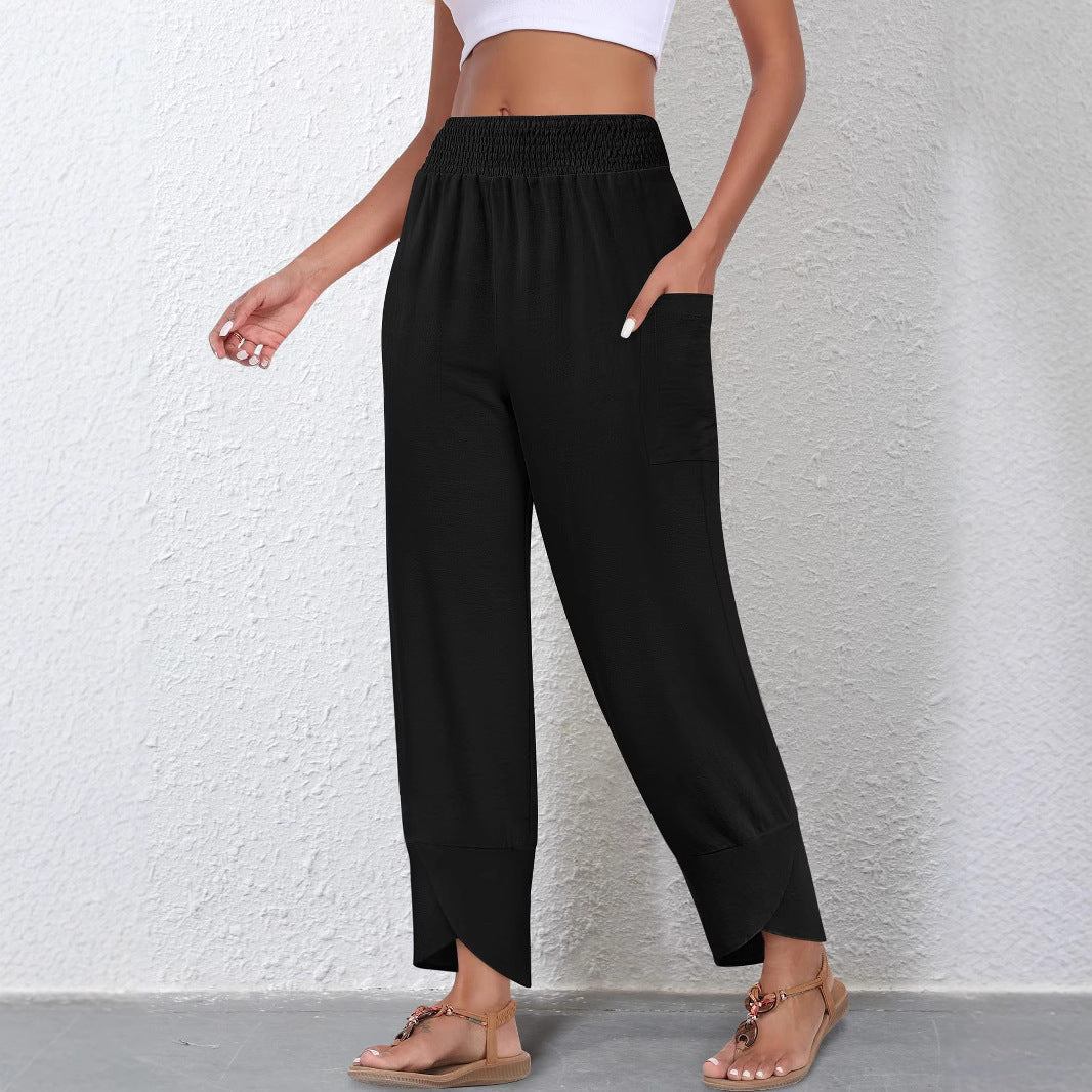 Damen Weite Sommerhose mit elastischem Bund und praktischen Taschen R&B