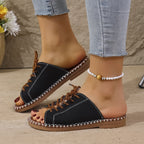 Damen Slip-On Sandalen mit modischem Schnürdesign und komfortabler Fußbettung R&B
