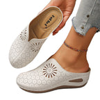 Damen luftige Clogs mit dekorativem Lochmuster und anatomischem Fußbett R&B