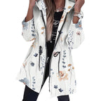 Damen Modische Parka mit floralen Akzenten und verstellbarem Bund R&B