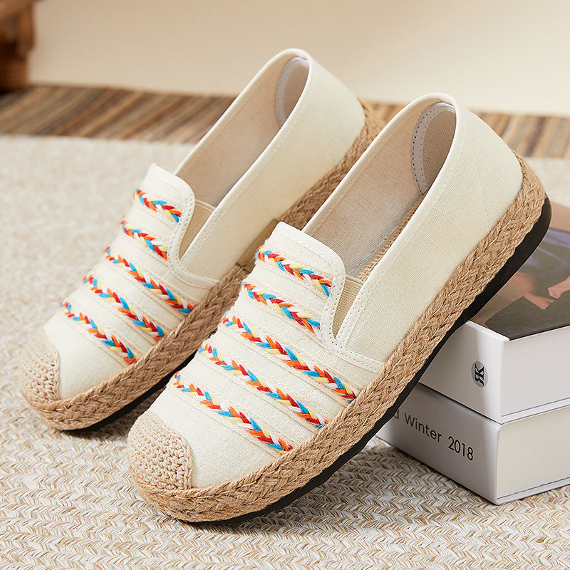 Damen Freizeitschuh mit buntem Häkelband und Jute-Sohle R&B