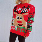 Damen festlicher Pullover mit weihnachtlichem Rentierdesign und lR&Bhaften Farben R&B