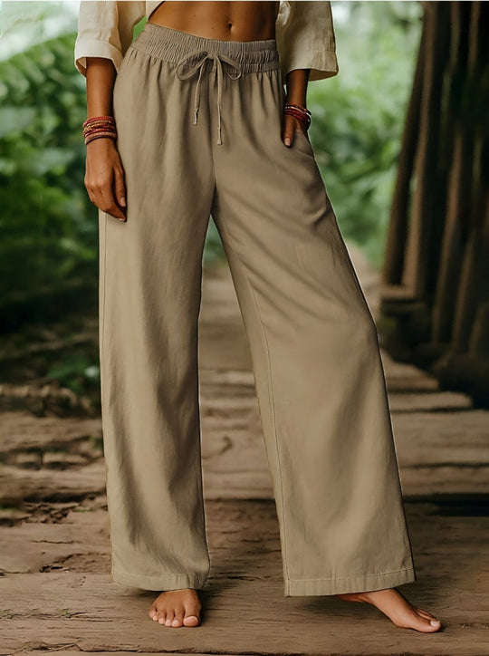 Damen Luftige Freizeithose mit weitem Schnitt und elastischem Bund R&B
