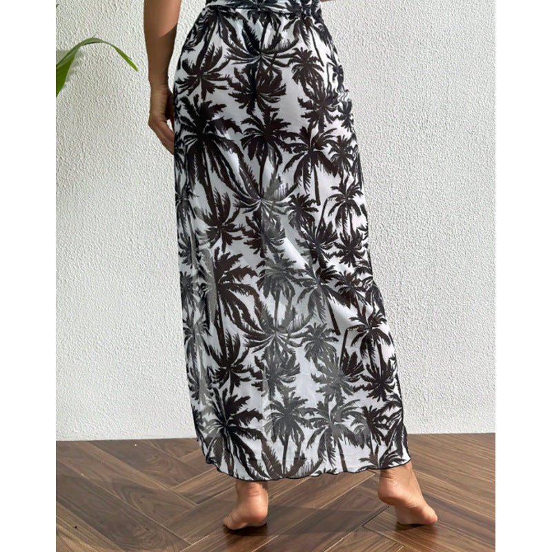 Damen Strandkleid mit floralem Muster und transparentem Material R&B