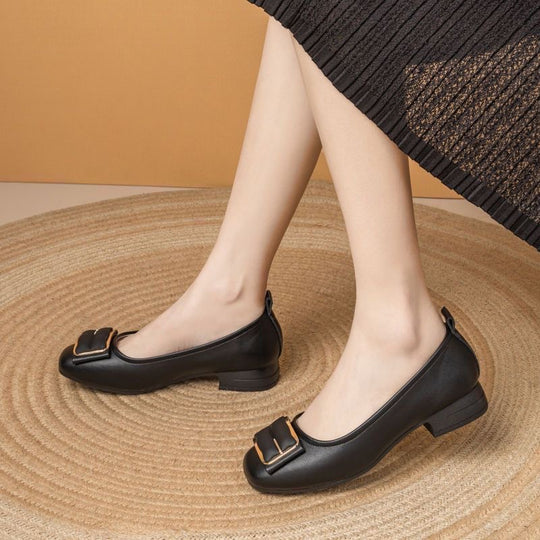 Damen elegante Ballerinas mit schickem Schnallen-Design R&B
