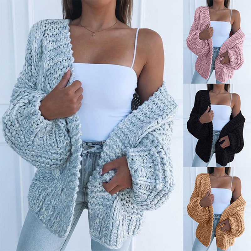 Damen Grobstrickjacke mit lässigem Schnitt und tiefen Taschen