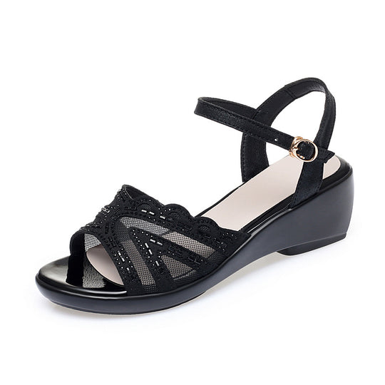 Damen Wedge-Sandaletten mit elegantem Riemendesign und modischem Strassdetail R&B