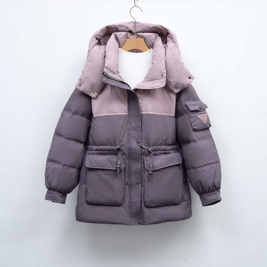 Damen modische Winterjacke mit funktionalen Taschen und großzügiger Kapuze R&B