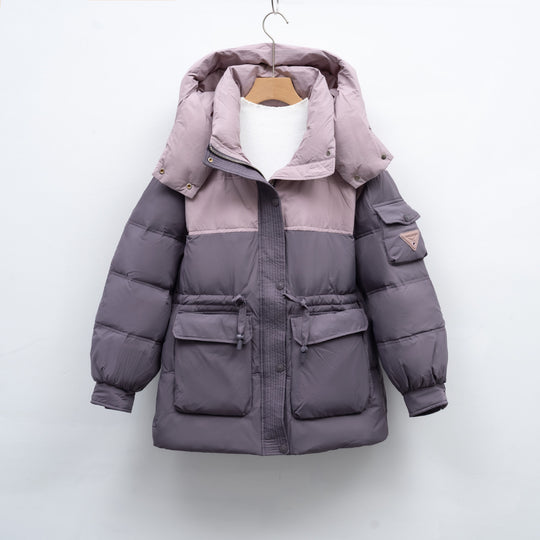 Damen modische Winterjacke mit funktionalen Taschen und großzügiger Kapuze R&B