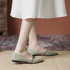 Damen elegante Ballerinas mit Perlenschmuck R&B