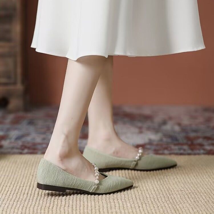 Damen elegante Ballerinas mit Perlenschmuck R&B