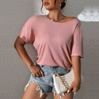 Damen lässiges Oberteil mit schickem Schulterdesign und weichem Material R&B