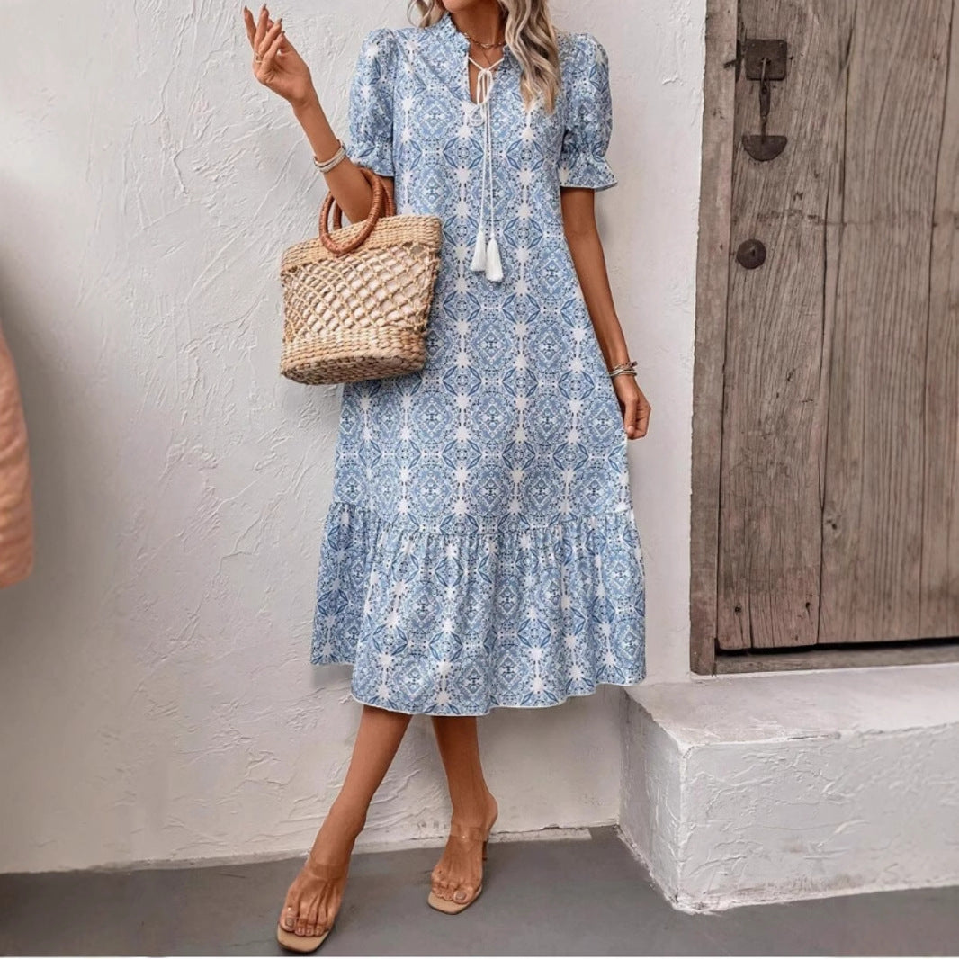 Damen Sommerliches Tunika-Kleid mit eleganten Schnüroptionen R&B