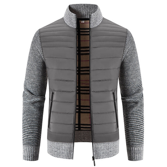 Herren gesteppte Hybridjacke mit Strickärmeln und modernem Stehkragen R&B