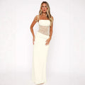 Damen elegantes Wickelmaxikleid mit transparenten Einsätzen und feinen Details R&B