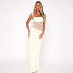Damen elegantes Wickelmaxikleid mit transparenten Einsätzen und feinen Details R&B