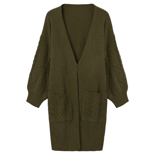 Damen gemütliche Strickjacke mit Taschen R&B