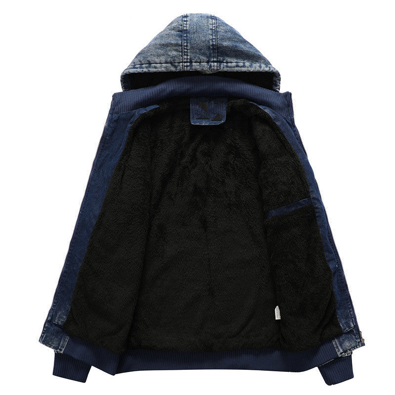 Herren gefütterte Jeansjacke mit Kapuze