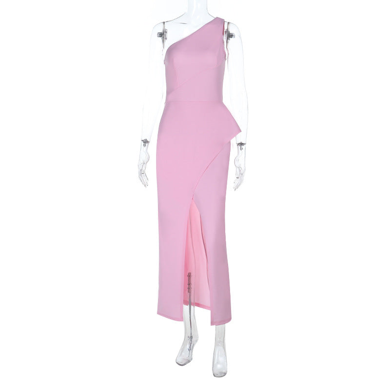 Damen elegantes Abendkleid mit tailliertem Schnitt und hohem Schlitz R&B
