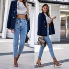 Damen Eleganter taillierter Blazer mit doppelter Knopfleiste und vielseitigem Schnitt R&B