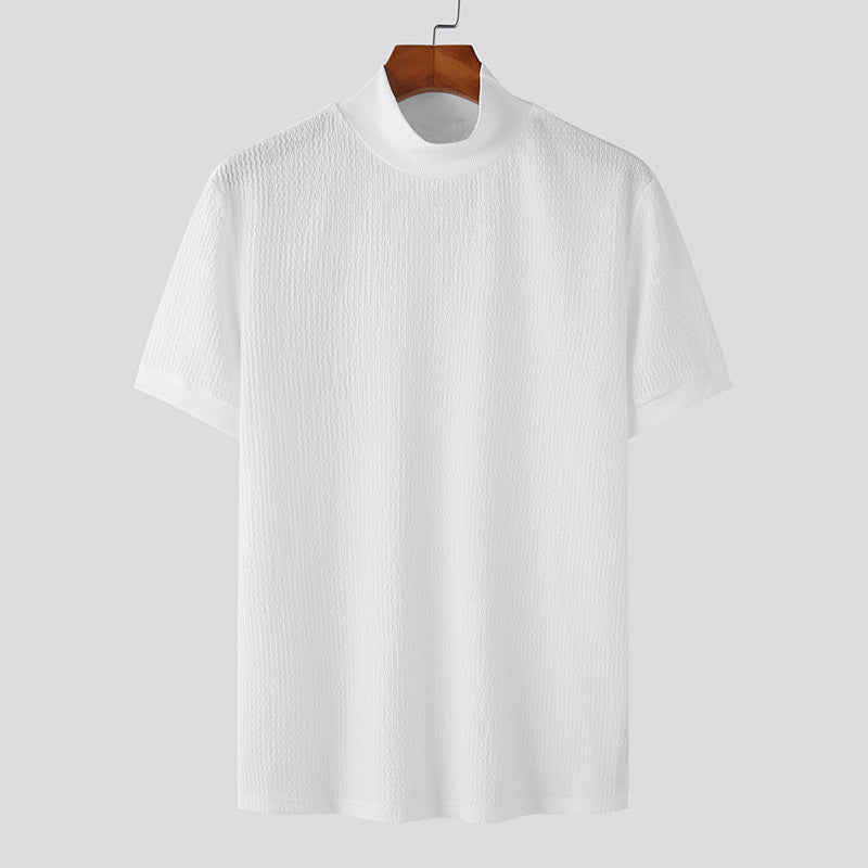 Herren nan Kurzarm Feinstrickshirt mit Stehkragen R&B