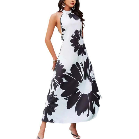Damen Luftiges Maxikleid mit elegantem Blumenmuster und hochgeschlossenem Design R&B
