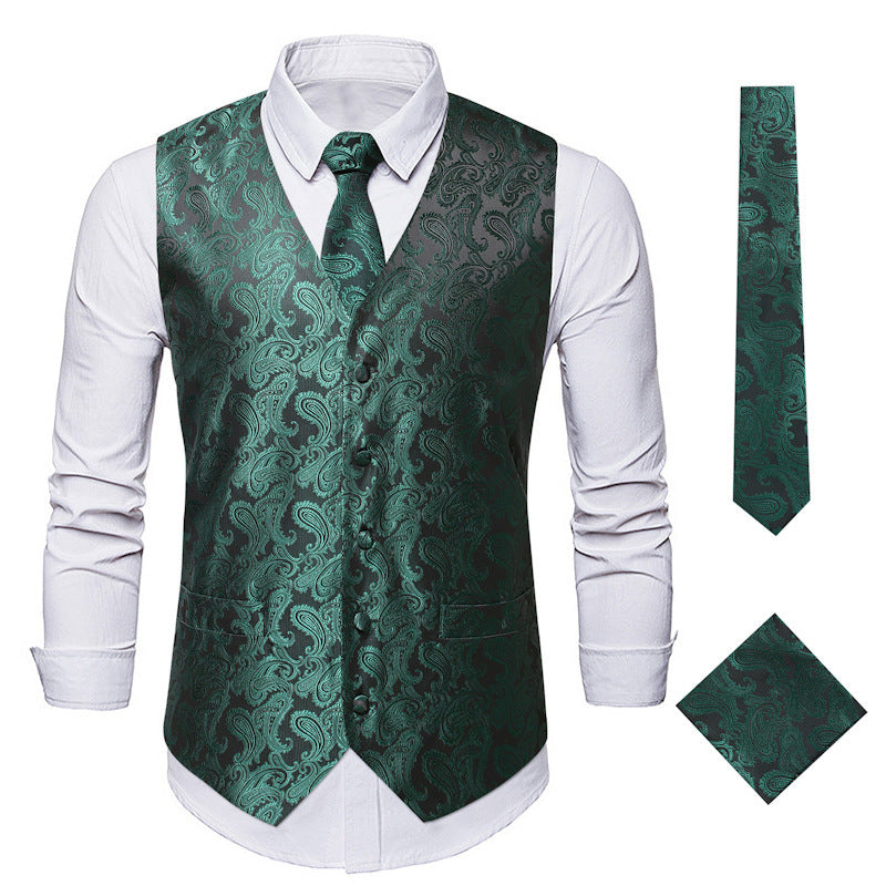 Herren elegante Anzugweste mit eleganten Paisley-Muster und passendem Zubehör R&B