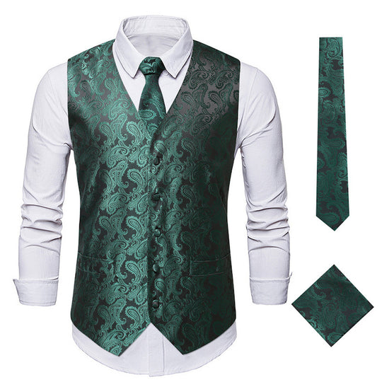 Herren elegante Anzugweste mit eleganten Paisley-Muster und passendem Zubehör R&B