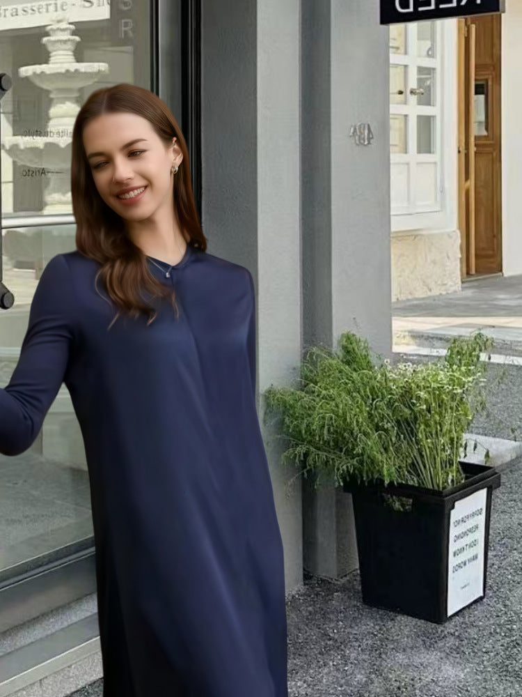 Damen Elegantes Langarm-Maxikleid mit schmeichelndem Schnitt und zeitlosem Design R&B