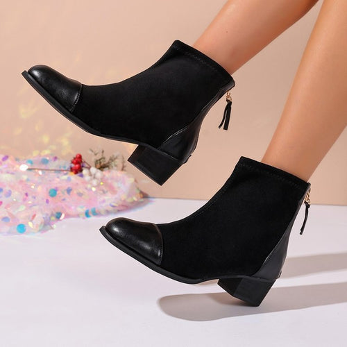 Damen elegante Stiefeletten aus weichem Wildleder mit modischen Akzenten R&B