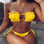 Damen Bandeau-Bikini mit voluminösen Rüschendetails R&B
