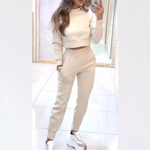 Damen Sportliches Zweiteiler-Set mit hohem Kragen und seitlichen Taschen R&B